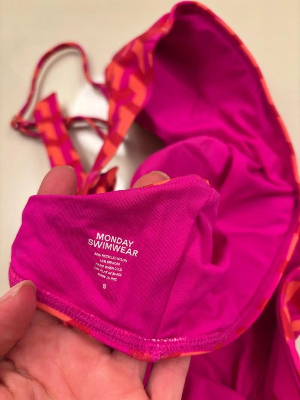 Monday Swimwear Pink and Orange Geometric Two-Piece Bikini